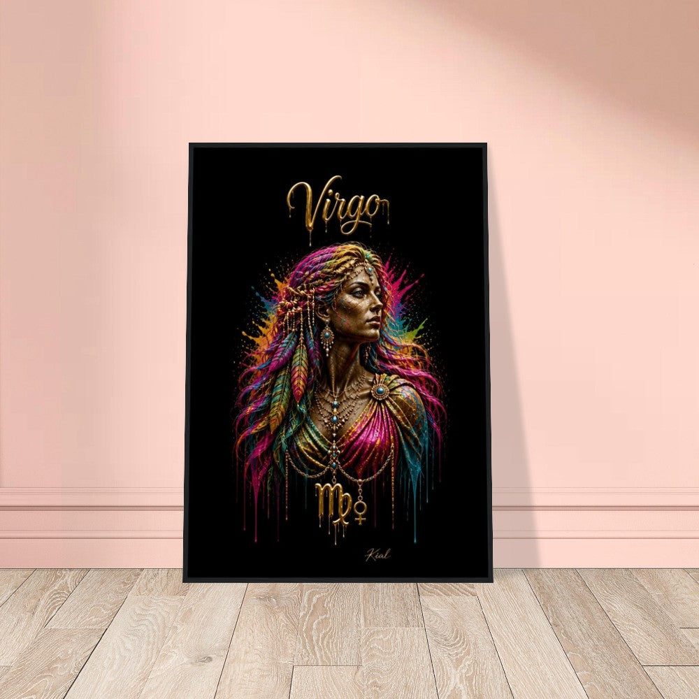 Virgo Neon Zodiac Maiden Poster, Colorful Wall Art, Artistic Astrology Canvas, Zodiac Gift for Her, Danish Art Studio