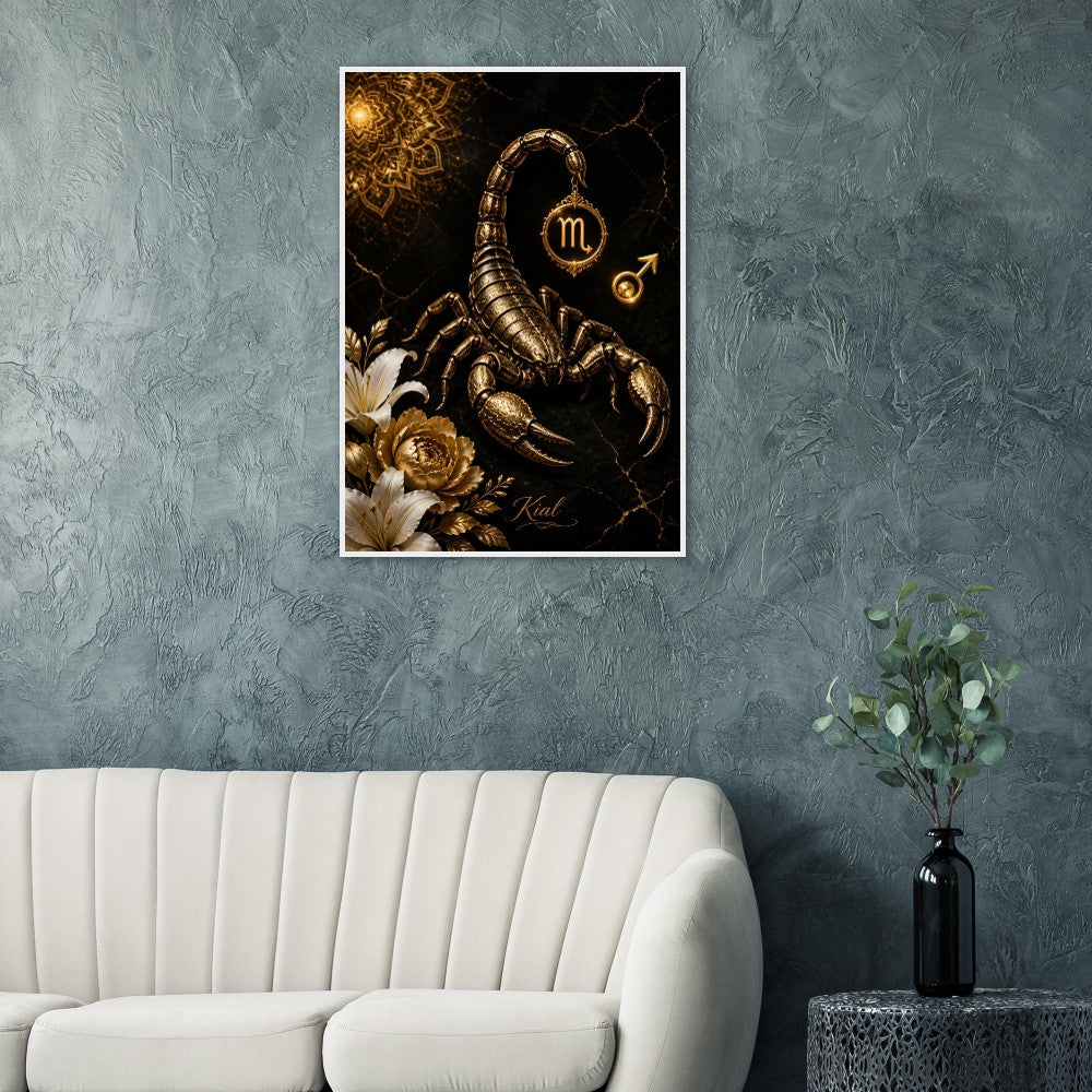 Scorpio Zodiac Scorpion Poster, Gold Wall Art, Zodiac Gift for Him, Danish Art Studio