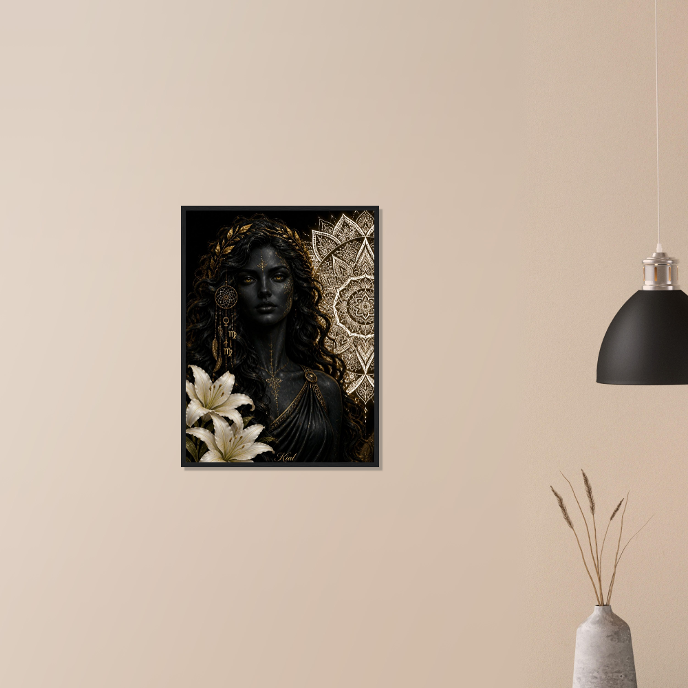 Virgo Zodiac Maiden Poster, Gold Wall Art, Astrology Canvas, Maiden Portrait, Zodiac Gift for Her, Danish Art Studio