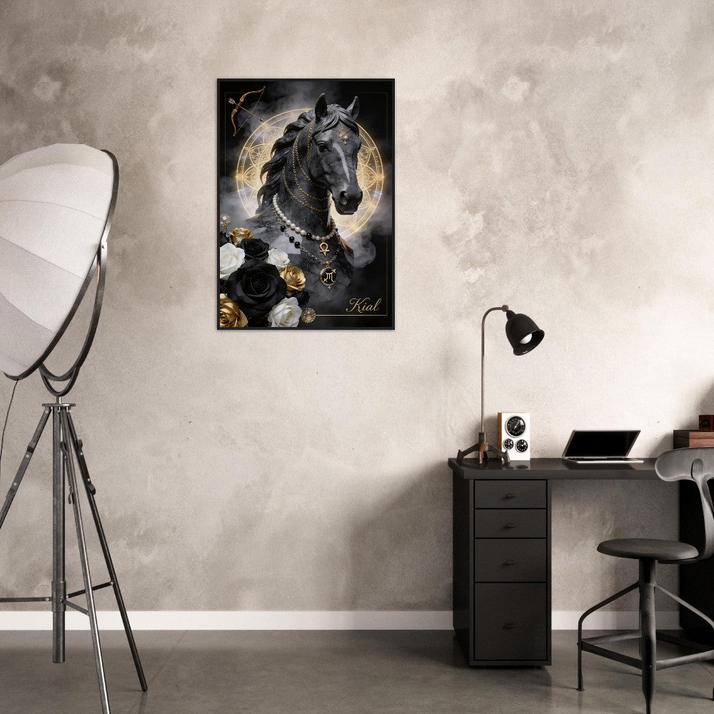 Sagittarius Zodiac Horse Poster, Gold Wall Art, Zodiac Gift for Her, Danish Art Studio