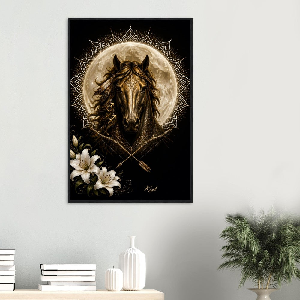 Sagittarius Zodiac Horse Poster, Gold Wall Art, Zodiac Gift for Him, Danish Art Studio