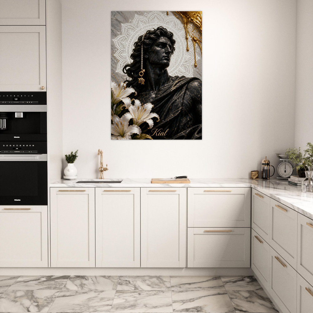Virgo Zodiac Maiden Poster, Gold Wall Art, Astrology Canvas, Maiden Portrait, Zodiac Gift for Him, Danish Art Studio