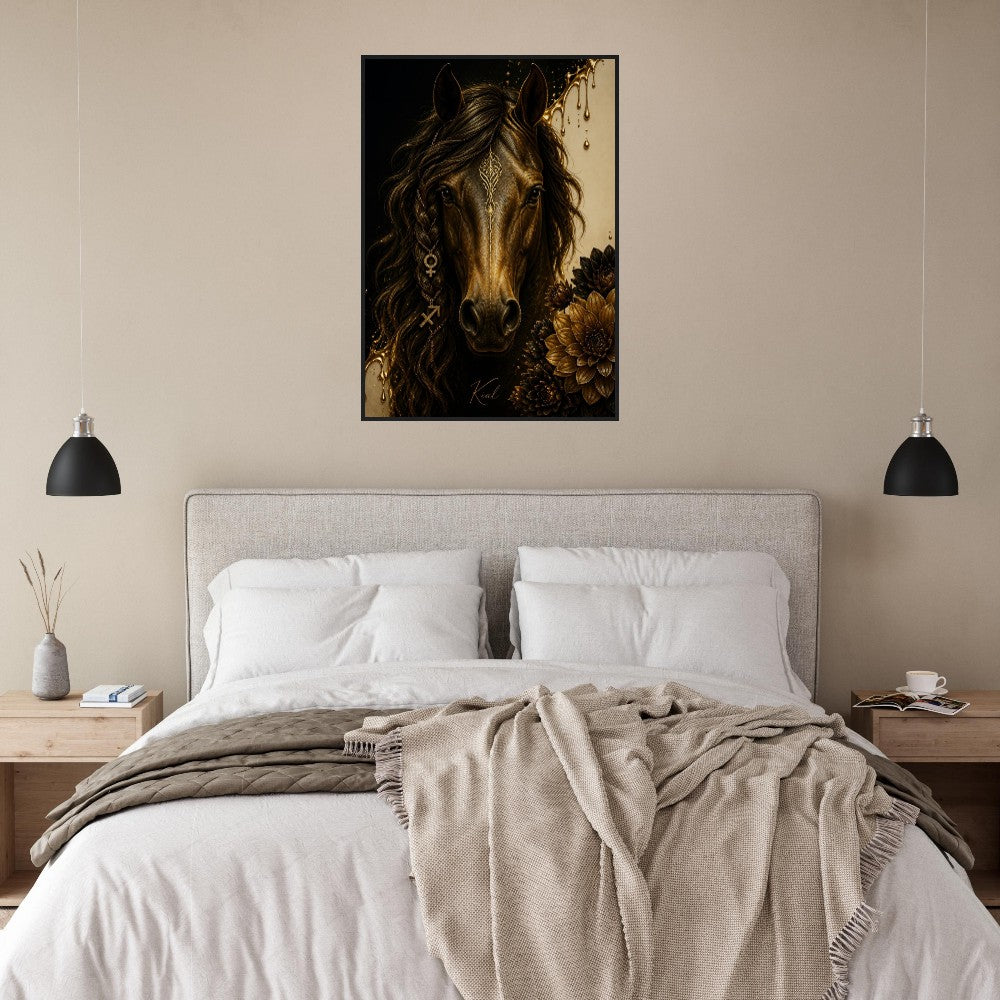 Sagittarius Zodiac Horse Poster, Gold Wall Art, Zodiac Gift for Her, Danish Art Studio