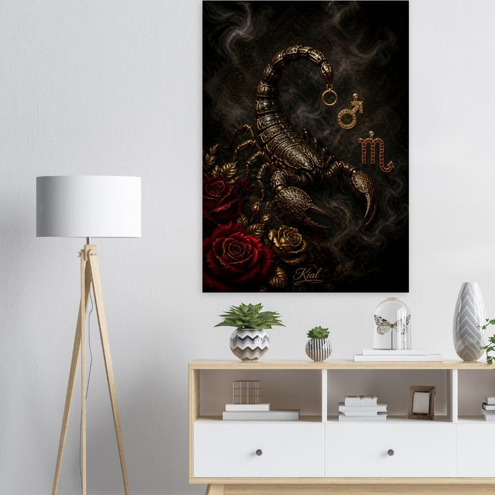 Scorpio Zodiac Scorpion Poster, Gold Wall Art, Zodiac Gift for Him, Danish Art Studio