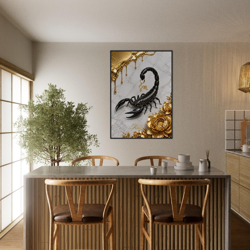 Scorpio Zodiac Scorpion Poster, Gold Wall Art, Zodiac Gift for Her, Danish Art Studio