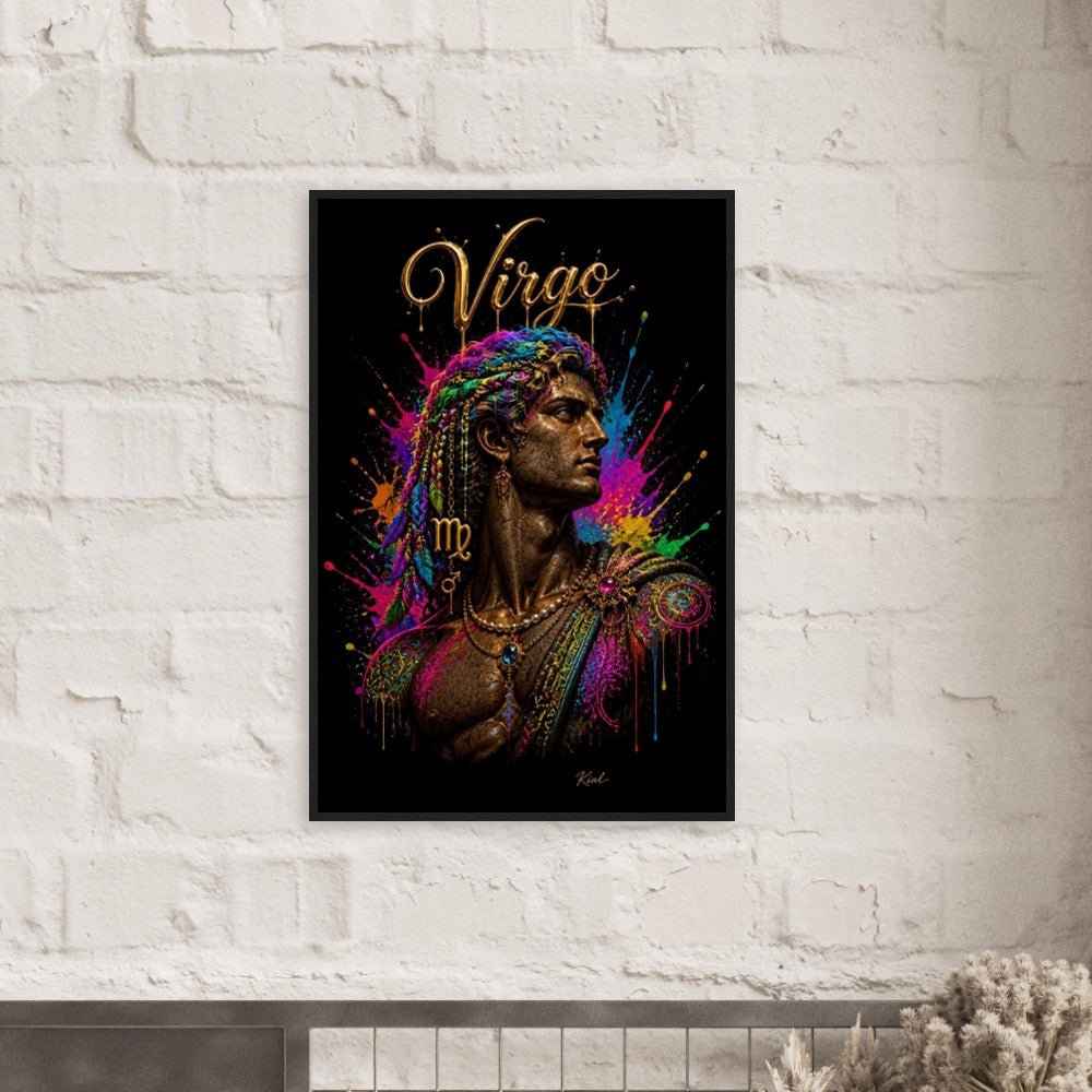 Virgo Neon Zodiac Maiden Poster, Colorful Wall Art, Artistic Astrology Canvas, Zodiac Gift for Him, Danish Art Studio