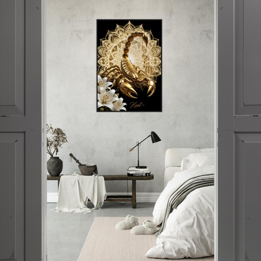 Scorpio Zodiac Scorpion Poster, Gold Wall Art, Zodiac Gift for Her, Danish Art Studio