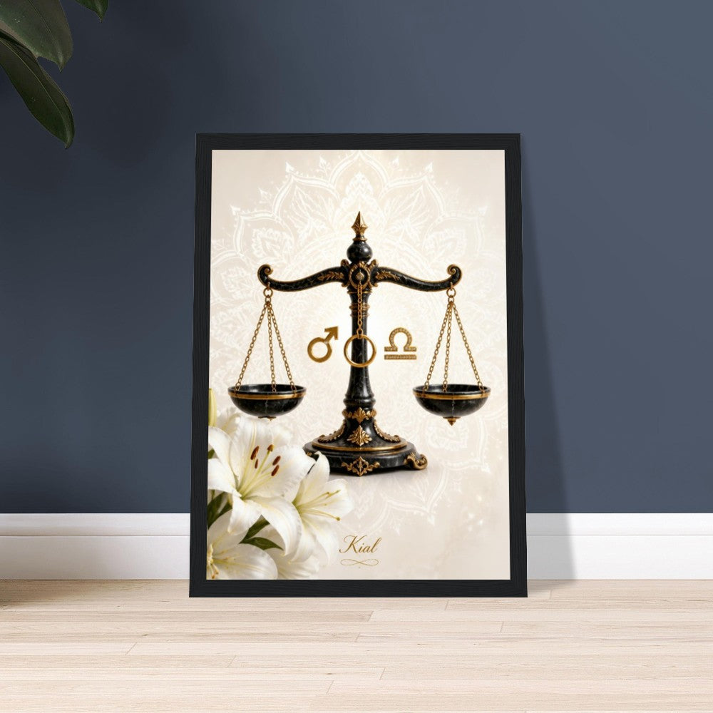 Libra Zodiac Scales Poster, Gold Wall Art, Astrology Canvas, Scales Portrait, Zodiac Gift for Him, Danish Art Studio