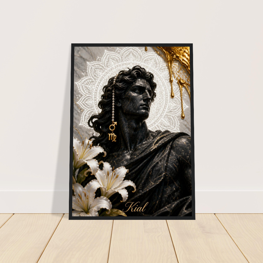 Virgo Zodiac Maiden Poster, Gold Wall Art, Astrology Canvas, Maiden Portrait, Zodiac Gift for Him, Danish Art Studio
