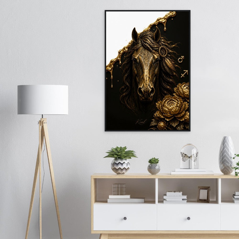 Sagittarius Zodiac Horse Poster, Gold Wall Art, Zodiac Gift for Him, Danish Art Studio