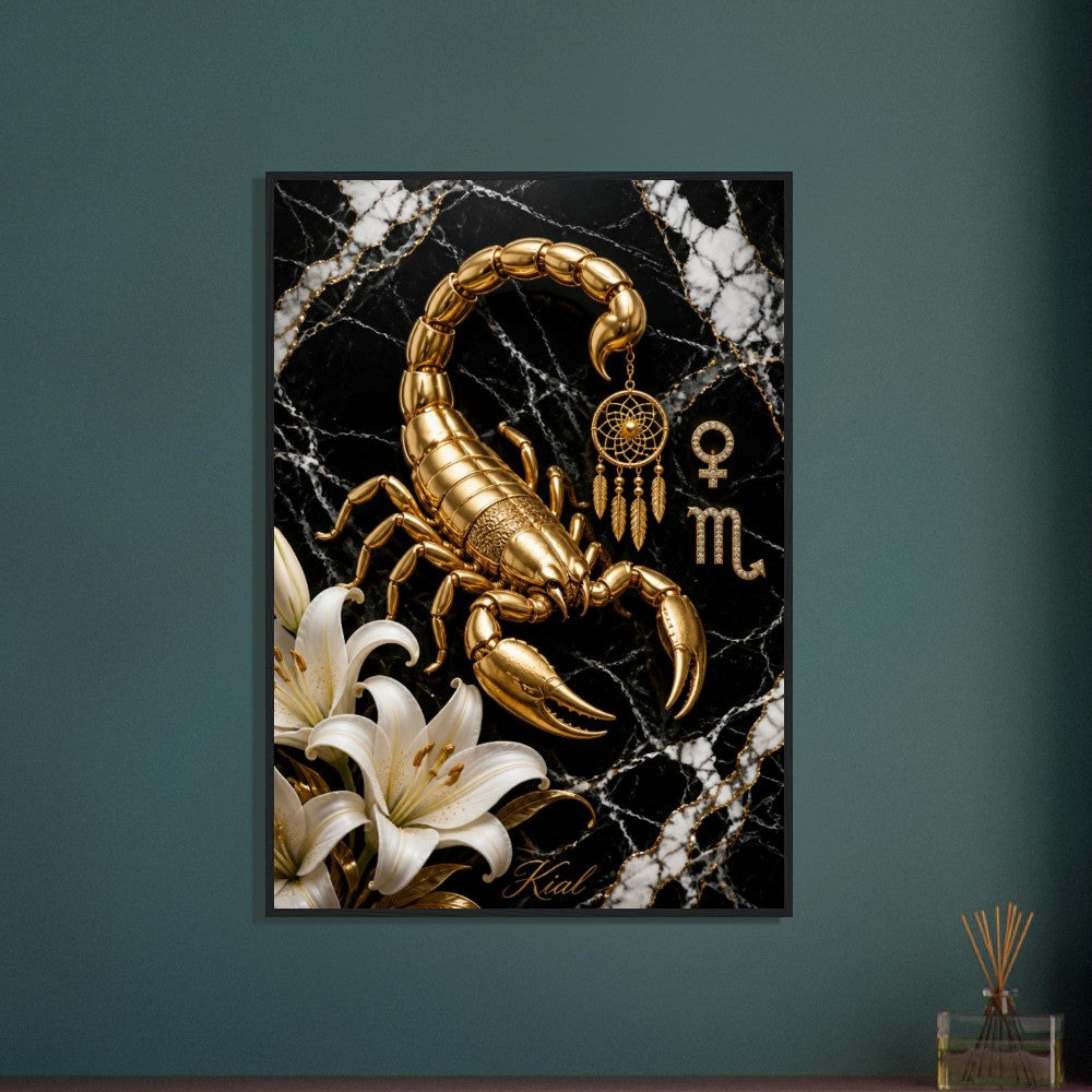 Scorpio Zodiac Scorpion Poster, Gold Wall Art, Zodiac Gift for Her, Danish Art Studio
