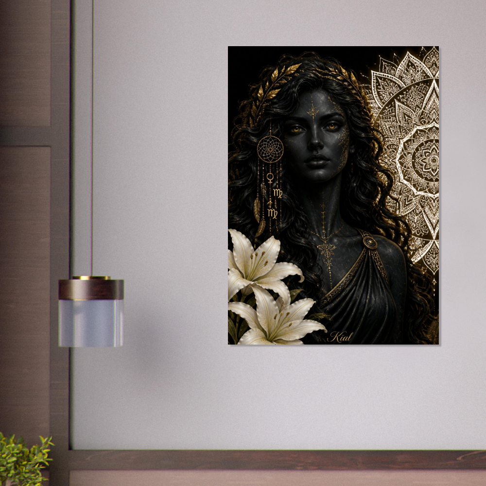 Virgo Zodiac Maiden Poster, Gold Wall Art, Astrology Canvas, Maiden Portrait, Zodiac Gift for Her, Danish Art Studio