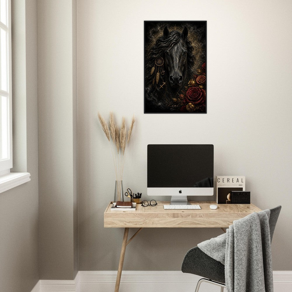Sagittarius Zodiac Horse Poster, Gold Wall Art, Zodiac Gift for Him, Danish Art Studio