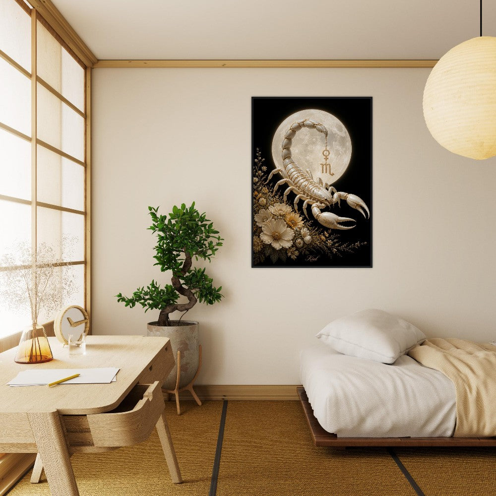 Scorpio Zodiac Scorpion Poster, Gold Wall Art, Zodiac Gift for Her, Danish Art Studio