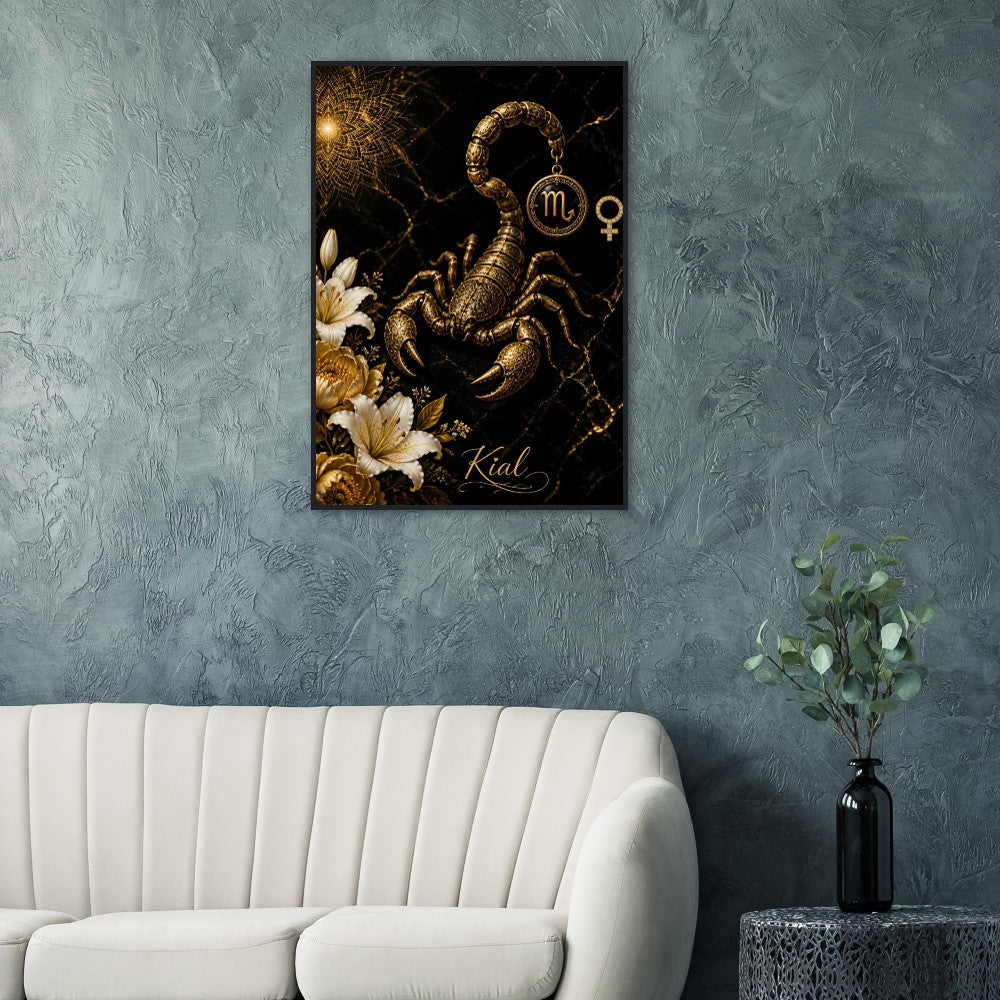 Scorpio Zodiac Scorpion Poster, Gold Wall Art, Zodiac Gift for Her, Danish Art Studio