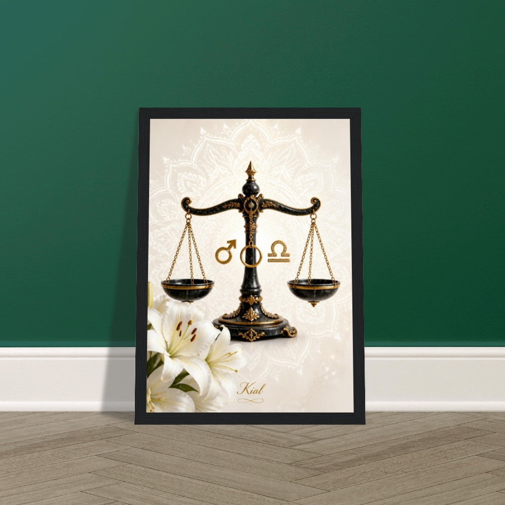 Libra Zodiac Scales Poster, Gold Wall Art, Astrology Canvas, Scales Portrait, Zodiac Gift for Him, Danish Art Studio