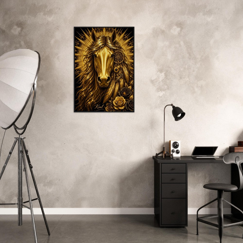 Sagittarius Zodiac Horse Poster, Gold Wall Art, Zodiac Gift for Him, Danish Art Studio