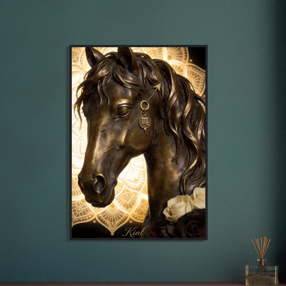 Sagittarius Zodiac Horse Poster, Gold Wall Art, Zodiac Gift for Him, Danish Art Studio