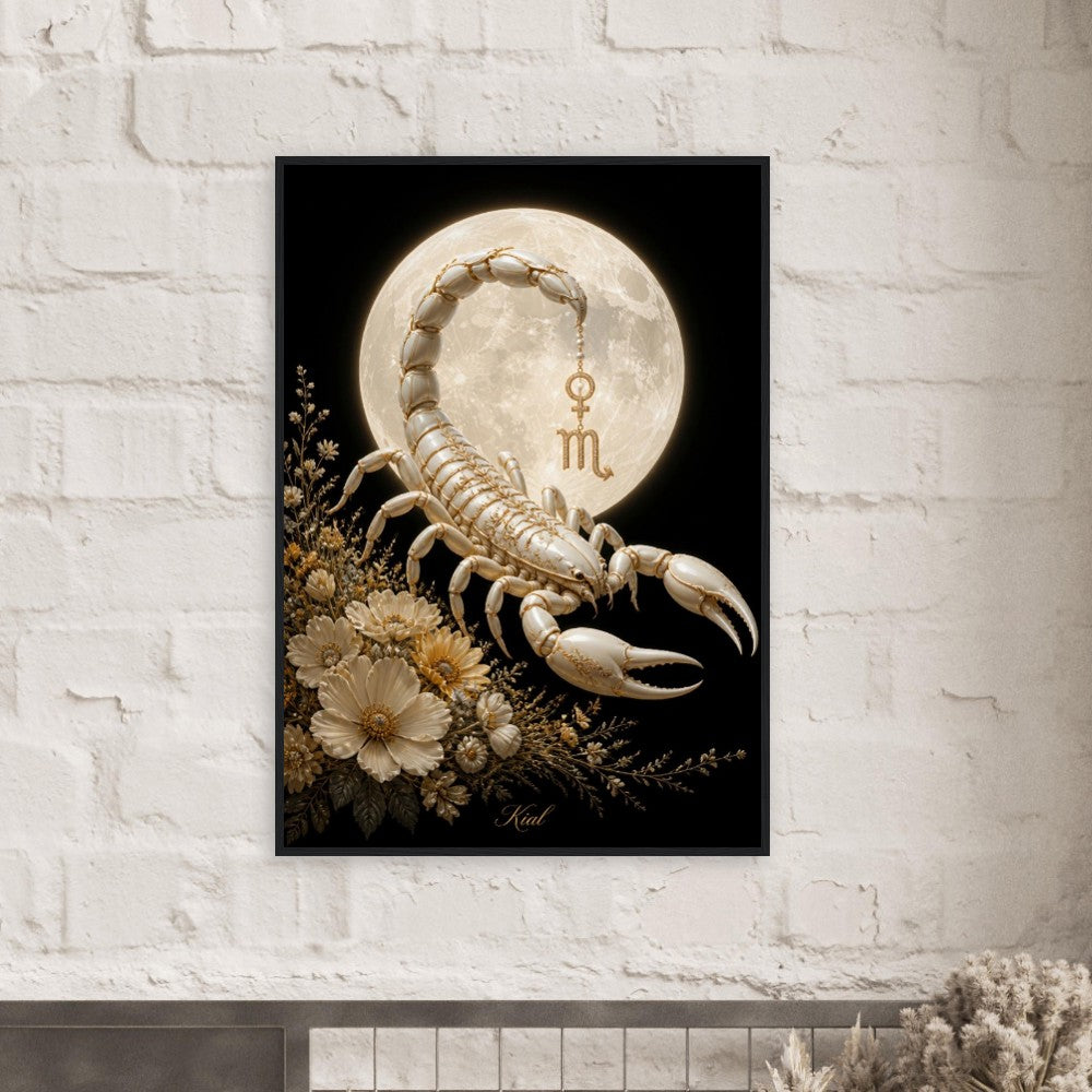 Scorpio Zodiac Scorpion Poster, Gold Wall Art, Zodiac Gift for Her, Danish Art Studio