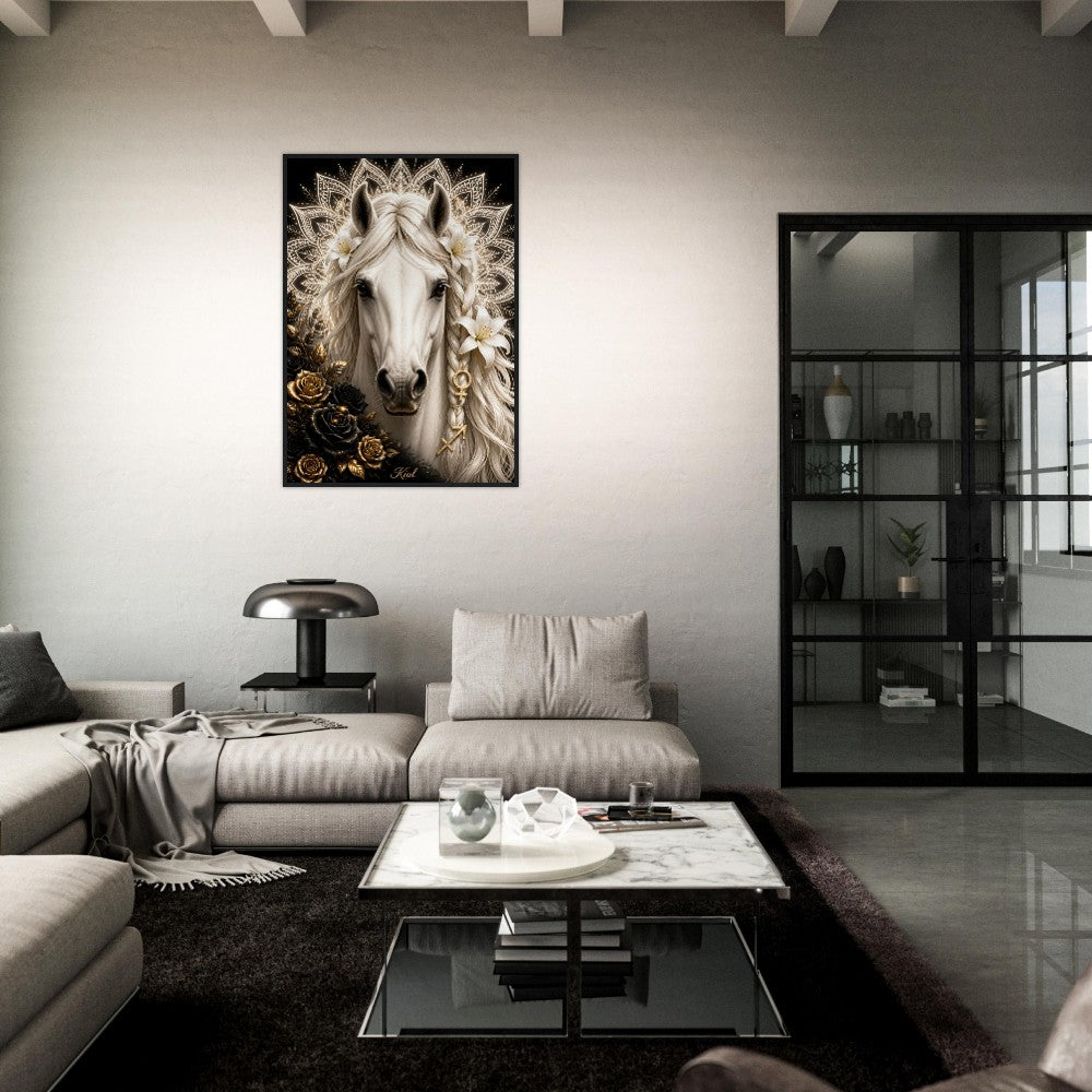 Sagittarius Zodiac Horse Poster, Gold Wall Art, Zodiac Gift for Her, Danish Art Studio