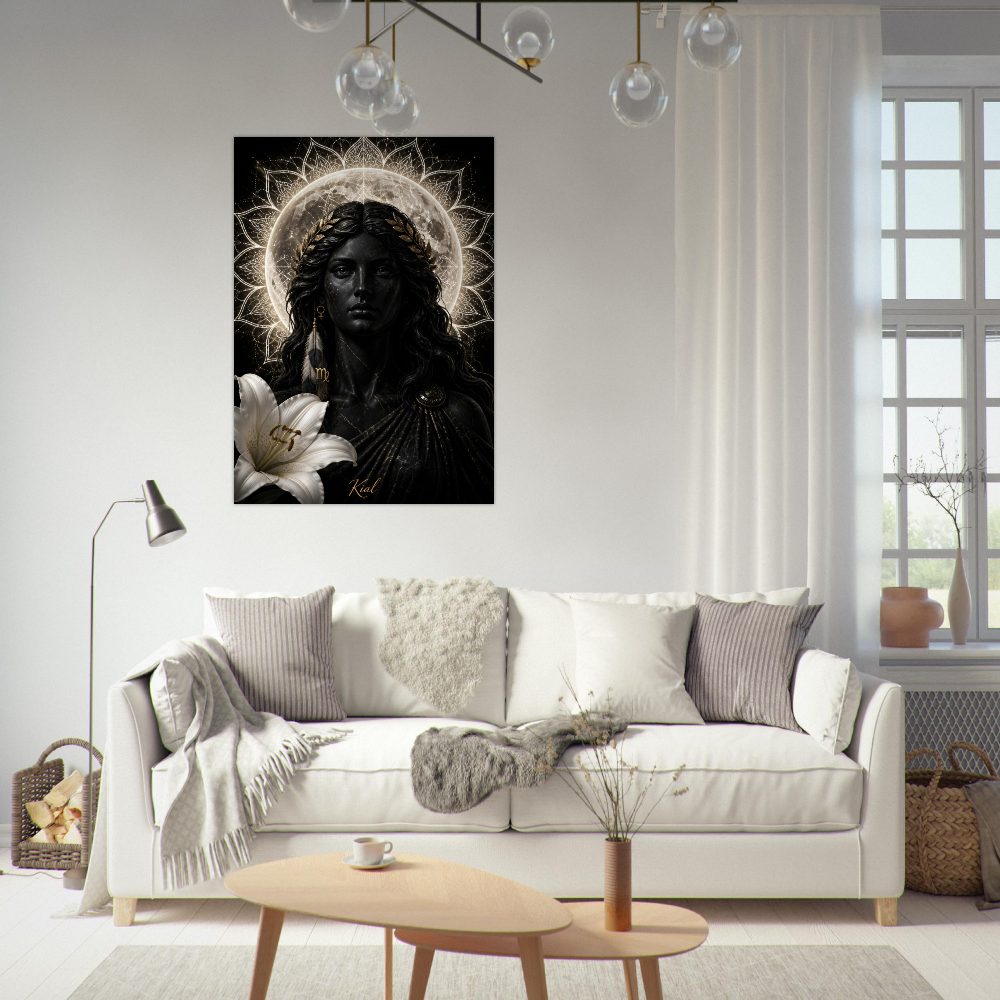 Virgo Zodiac Maiden Poster, Gold Wall Art, Astrology Canvas, Maiden Portrait, Zodiac Gift for Her, Danish Art Studio