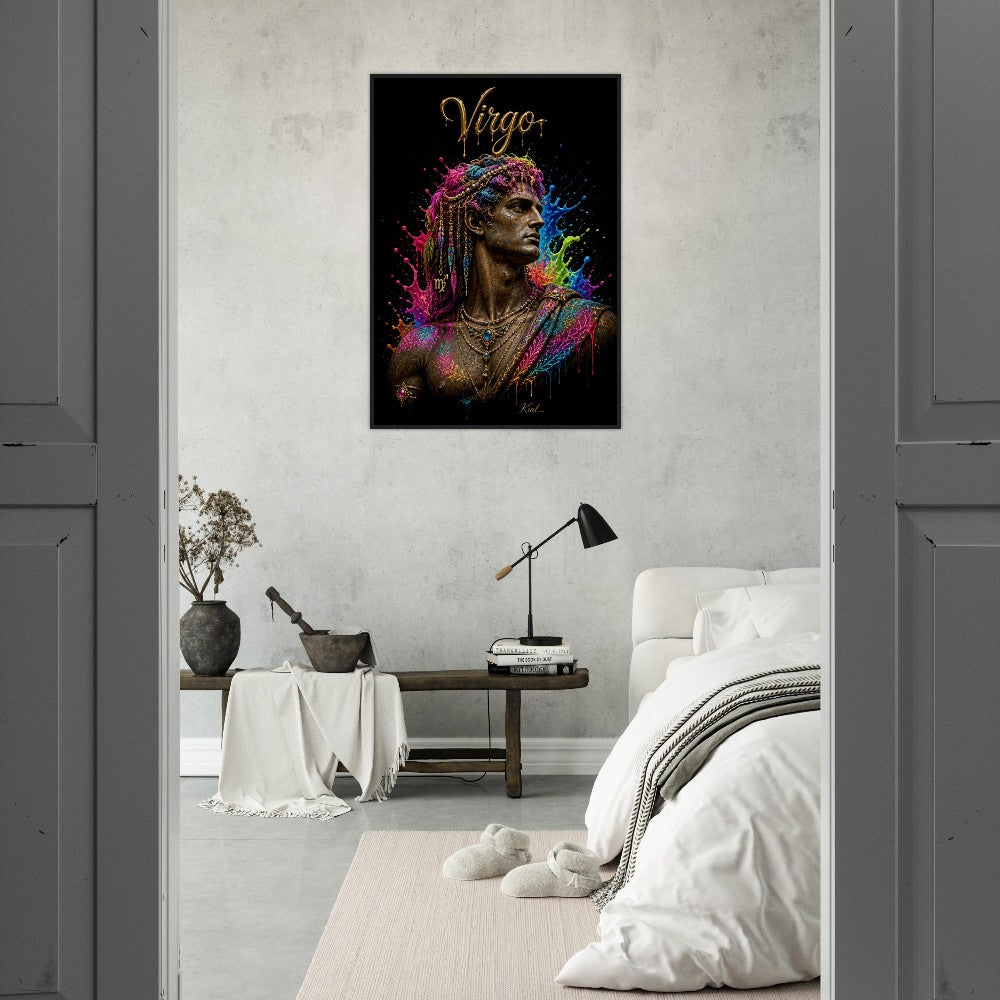 Virgo Neon Zodiac Maiden Poster, Colorful Wall Art, Artistic Astrology Canvas, Zodiac Gift for Him, Danish Art Studio