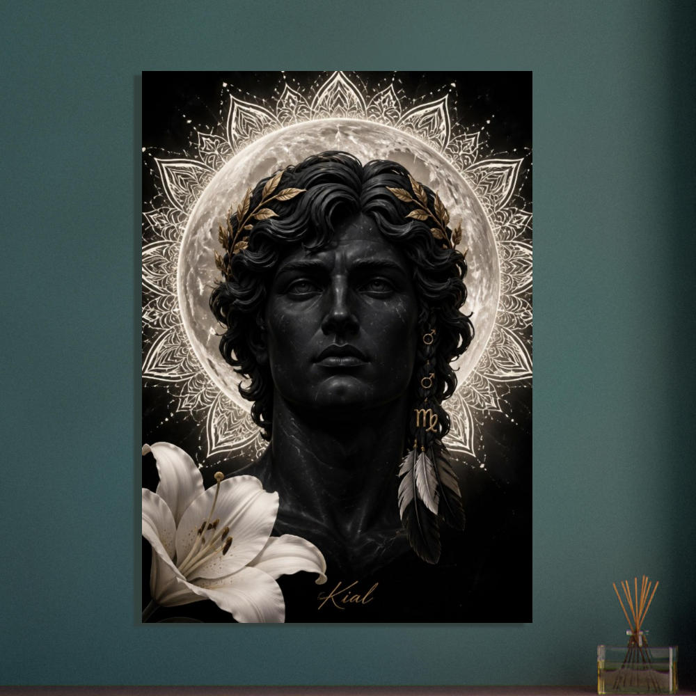 Virgo Zodiac Maiden Poster, Gold Wall Art, Astrology Canvas, Maiden Portrait, Zodiac Gift for Him, Danish Art Studio