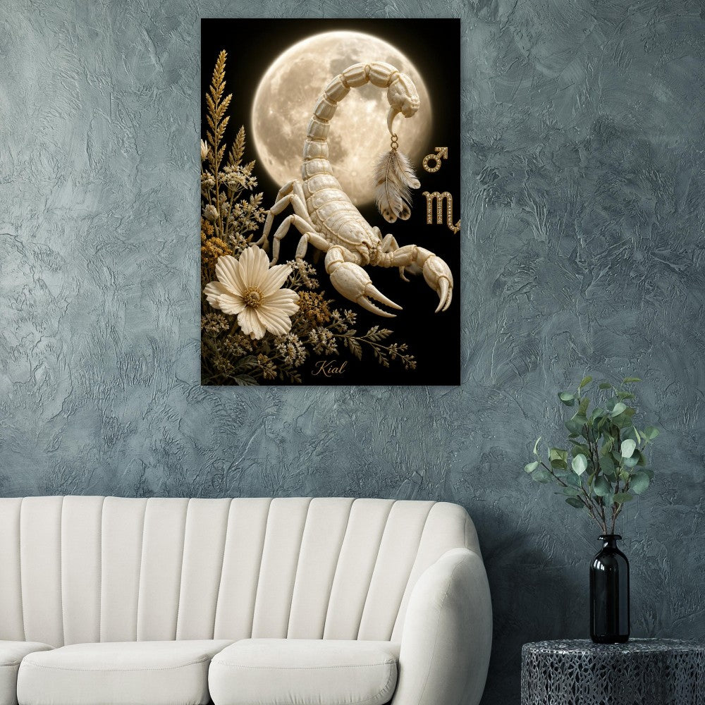 Scorpio Zodiac Scorpion Poster, Gold Wall Art, Zodiac Gift for Him, Danish Art Studio