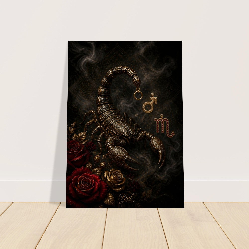 Scorpio Zodiac Scorpion Poster, Gold Wall Art, Zodiac Gift for Him, Danish Art Studio