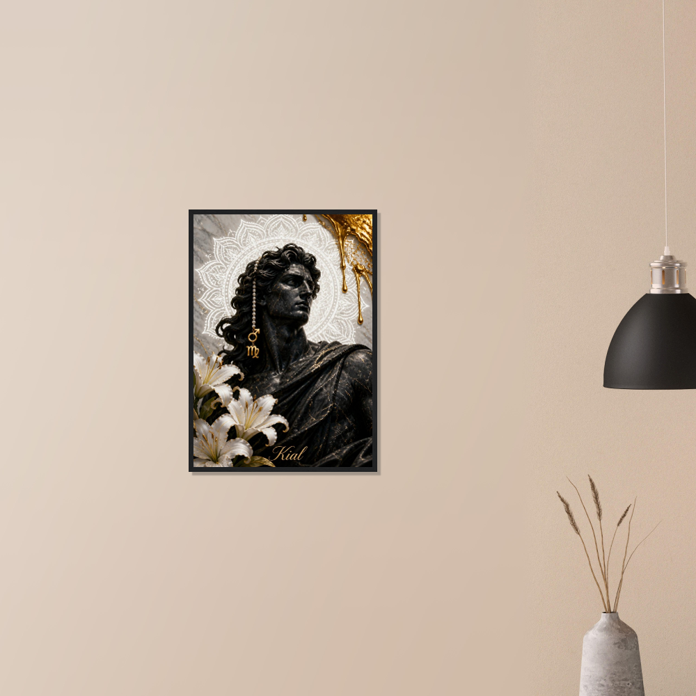 Virgo Zodiac Maiden Poster, Gold Wall Art, Astrology Canvas, Maiden Portrait, Zodiac Gift for Him, Danish Art Studio