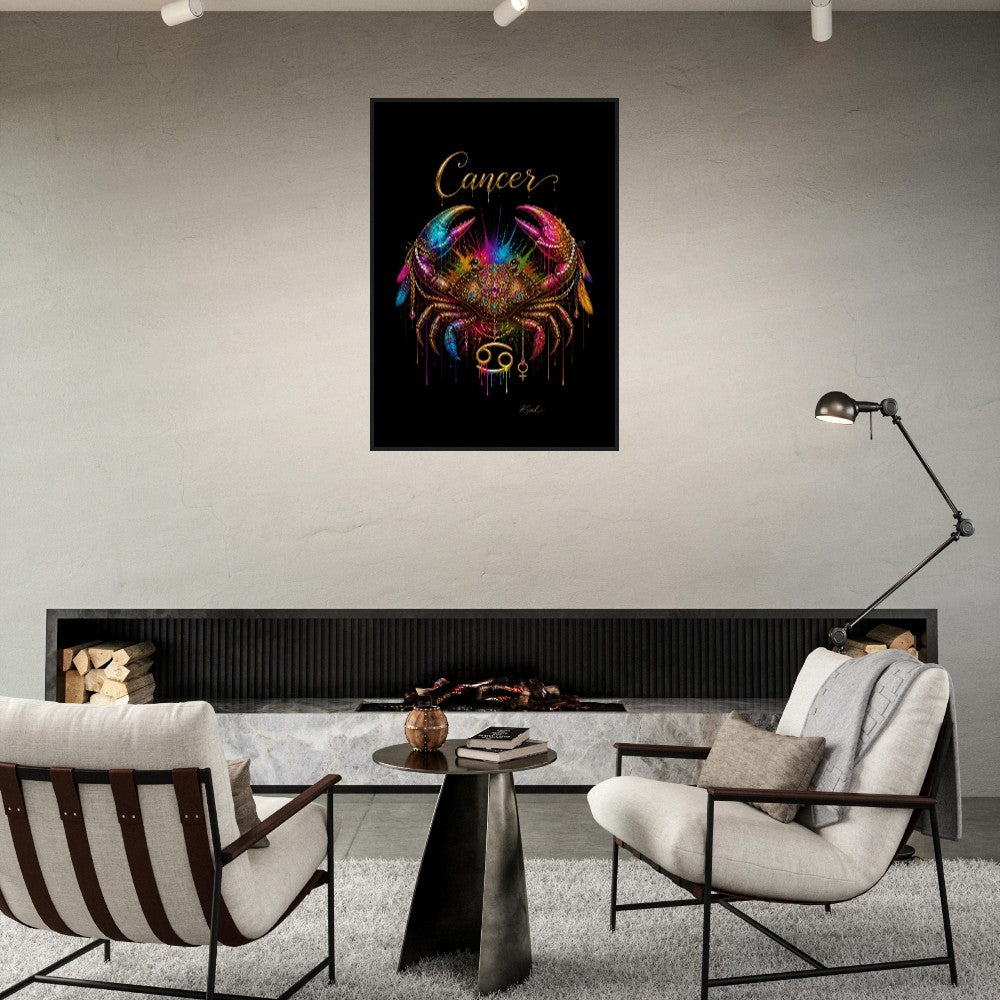 Krebs Neon Sternzeichen Krabben Poster, Bunte Wandkunst, Künstlerische Astrologie Leinwand, Sternzeichen Geschenk für Sie, Dänisches Kunststudio