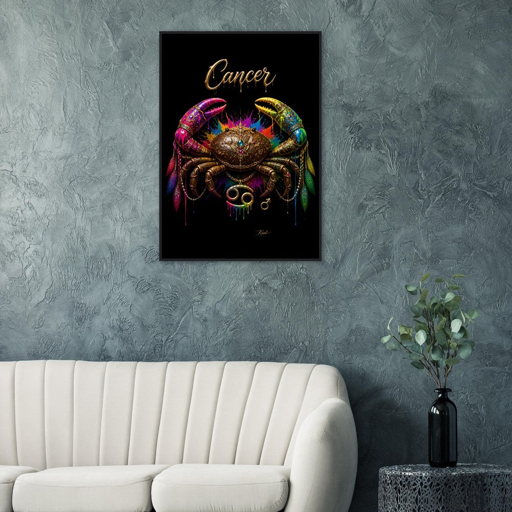 Krebs Neon Sternzeichen Krabben Poster, Bunte Wandkunst, Künstlerische Astrologie Leinwand, Sternzeichen Geschenk für Ihn, Danish Art Studio