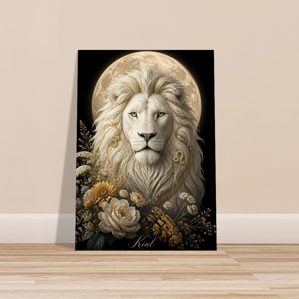 Leo Zodiac Lion Poster, Gold Wall Art, Astrology Canvas, Lion Portrait, Zodiac Gift for Him, Danish Art Studio