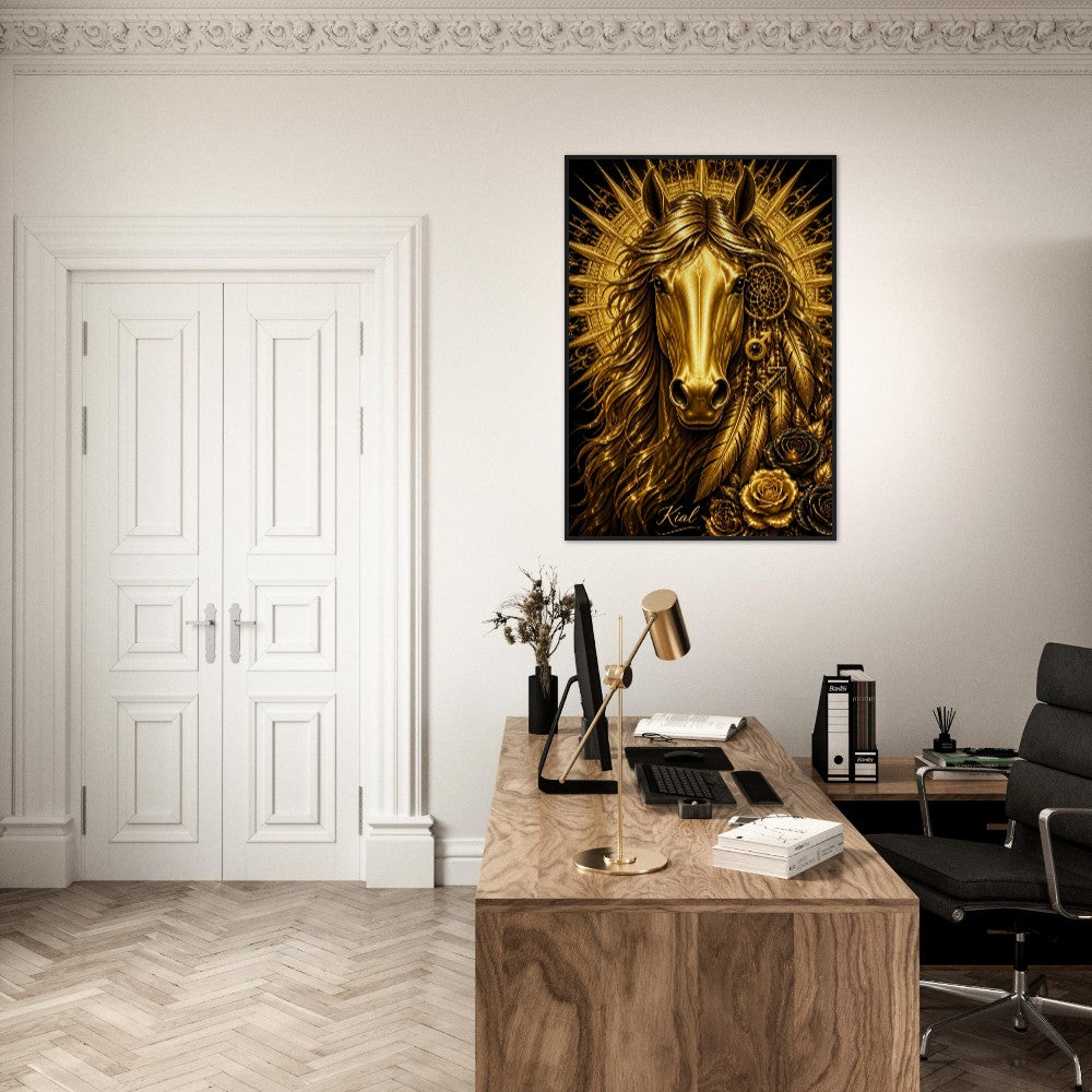Sagittarius Zodiac Horse Poster, Gold Wall Art, Zodiac Gift for Him, Danish Art Studio