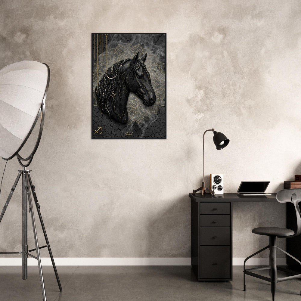 Sagittarius Zodiac Horse Poster, Gold Wall Art, Zodiac Gift for Her, Danish Art Studio