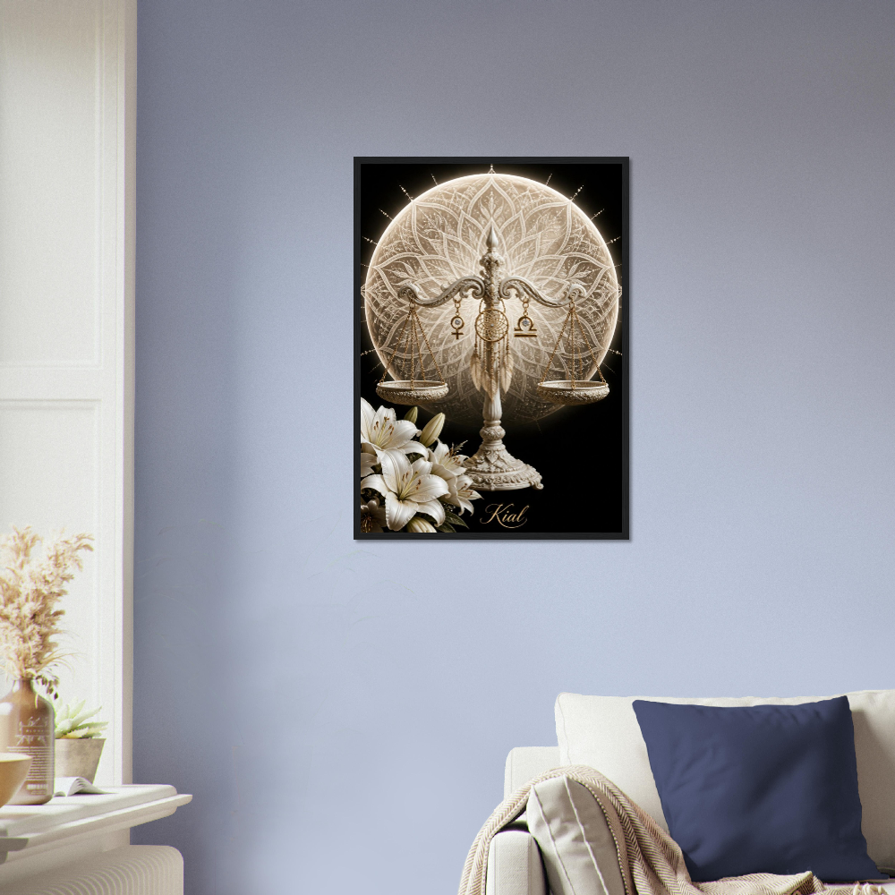 Libra Zodiac Scales Poster, Gold Wall Art, Astrology Canvas, Scales Portrait, Zodiac Gift for Her, Danish Art Studio
