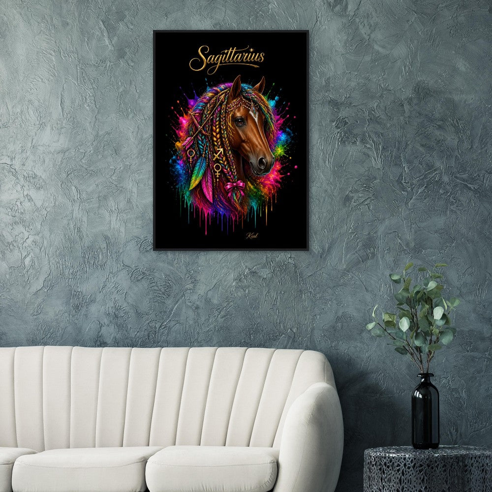 Sagittarius Neon Zodiac Horse Poster, Colorful Wall Art, Zodiac Gift for Her, Danish Art Studio