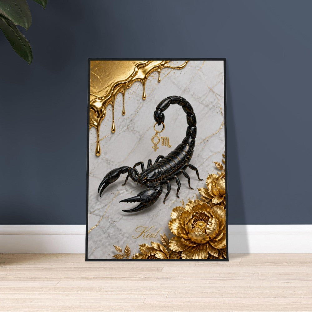 Scorpio Zodiac Scorpion Poster, Gold Wall Art, Zodiac Gift for Her, Danish Art Studio