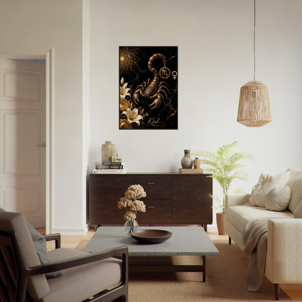 Scorpio Zodiac Scorpion Poster, Gold Wall Art, Zodiac Gift for Her, Danish Art Studio