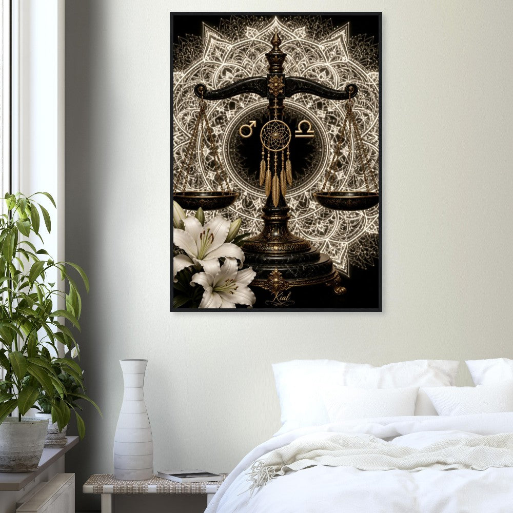 Libra Zodiac Scales Poster, Gold Wall Art, Astrology Canvas, Scales Portrait, Zodiac Gift for Him, Danish Art Studio