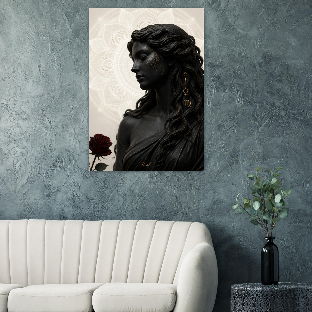Virgo Zodiac Maiden Poster, Gold Wall Art, Astrology Canvas, Maiden Portrait, Zodiac Gift for Her, Danish Art Studio