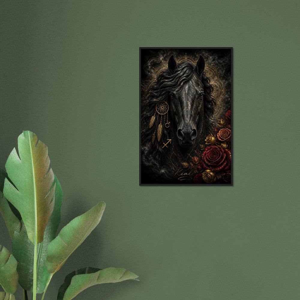 Sagittarius Zodiac Horse Poster, Gold Wall Art, Zodiac Gift for Him, Danish Art Studio