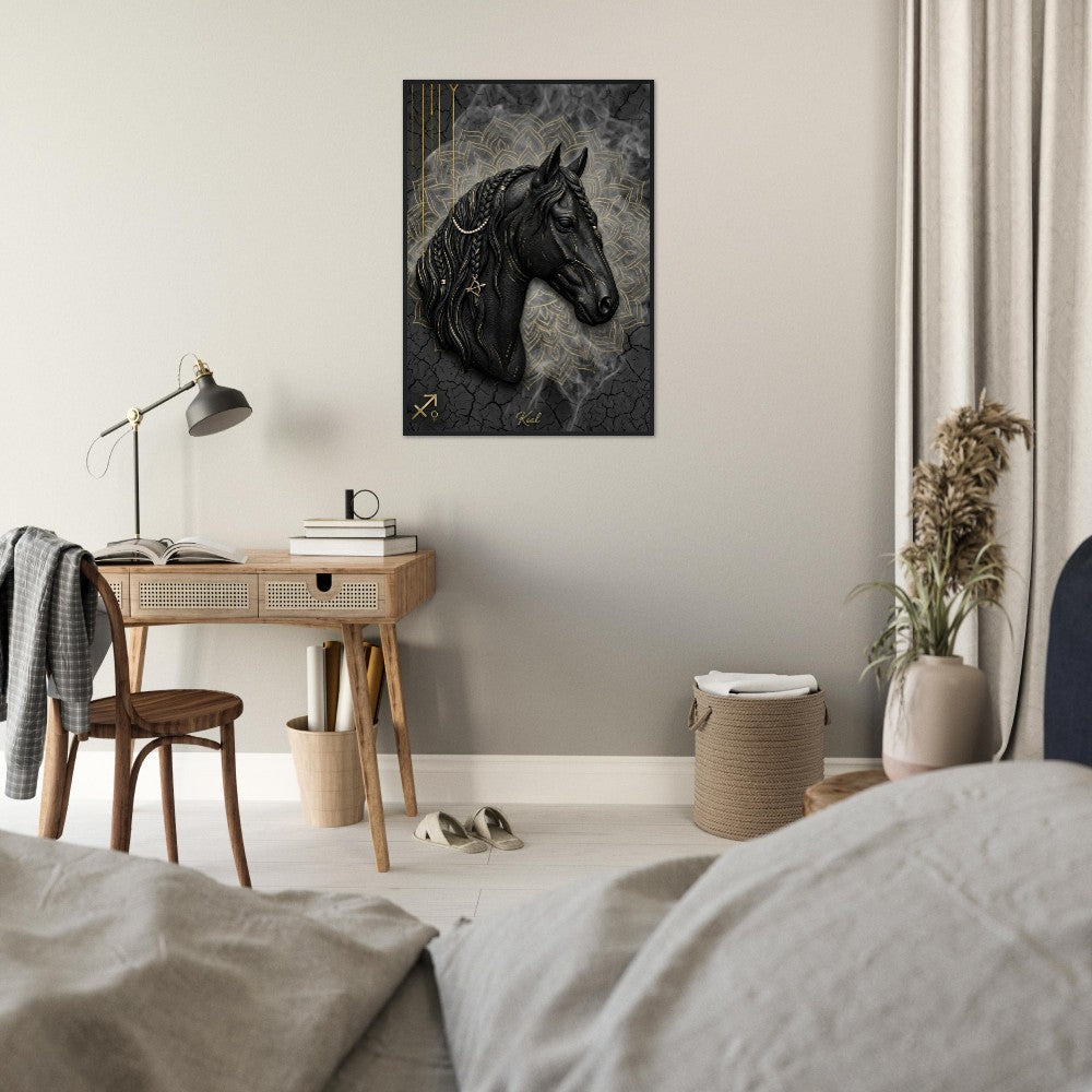 Sagittarius Zodiac Horse Poster, Gold Wall Art, Zodiac Gift for Her, Danish Art Studio
