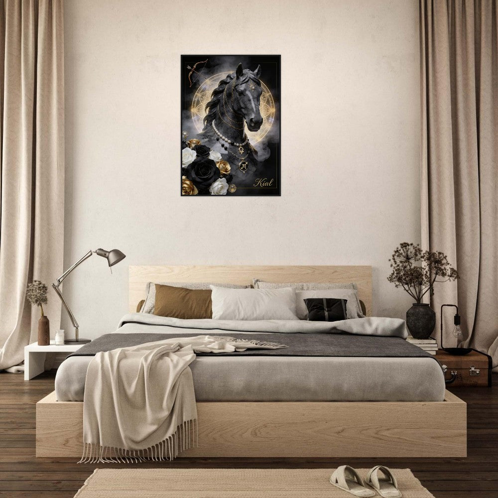 Sagittarius Zodiac Horse Poster, Gold Wall Art, Zodiac Gift for Her, Danish Art Studio