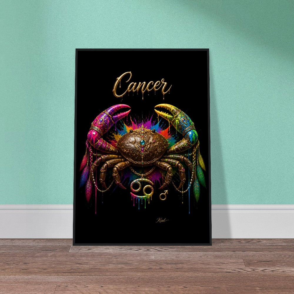 Krebs Neon Sternzeichen Krabben Poster, Bunte Wandkunst, Künstlerische Astrologie Leinwand, Sternzeichen Geschenk für Ihn, Danish Art Studio