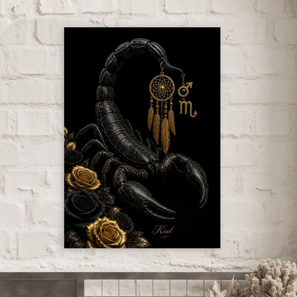 Scorpio Zodiac Scorpion Poster, Gold Wall Art, Zodiac Gift for Him, Danish Art Studio