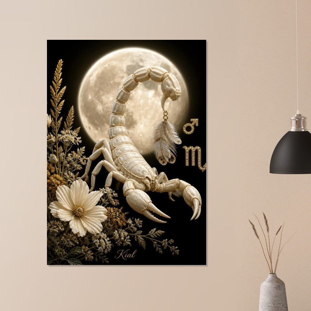 Scorpio Zodiac Scorpion Poster, Gold Wall Art, Zodiac Gift for Him, Danish Art Studio