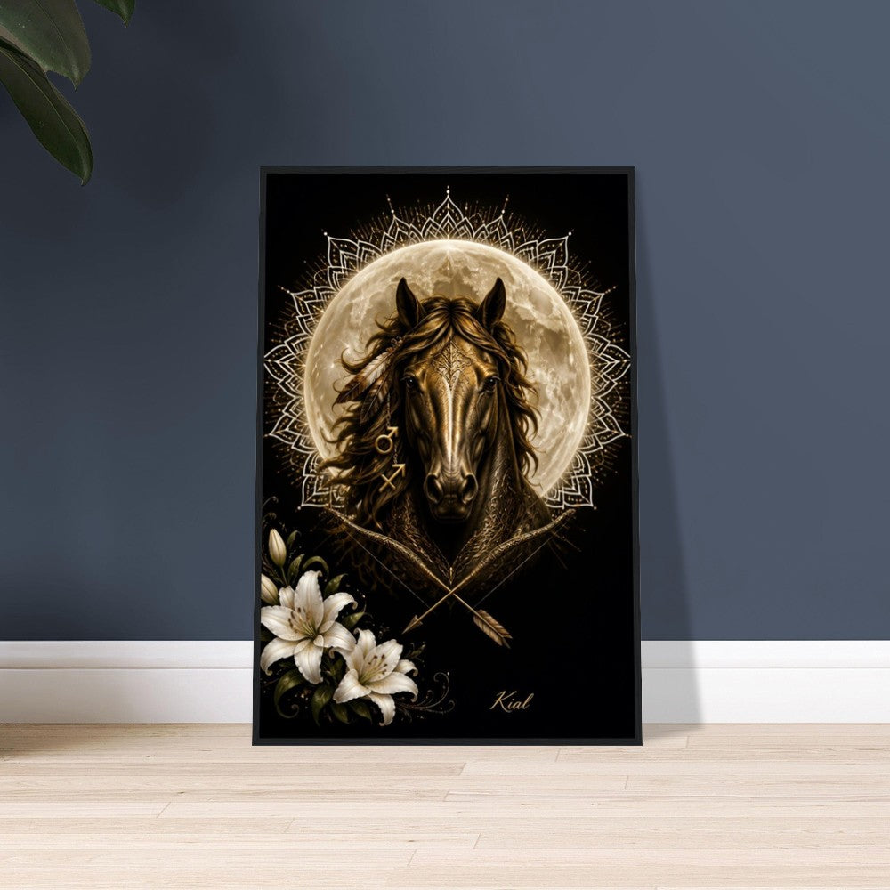 Sagittarius Zodiac Horse Poster, Gold Wall Art, Zodiac Gift for Him, Danish Art Studio