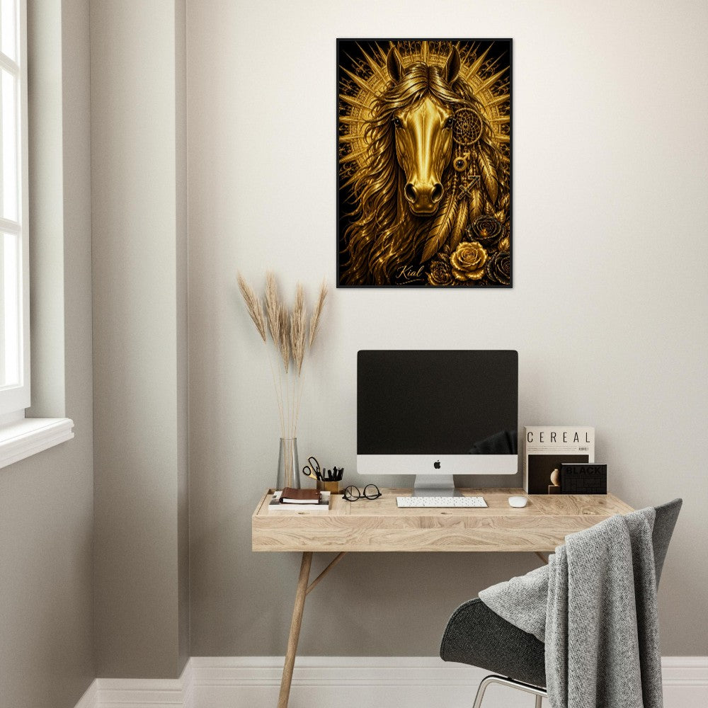 Sagittarius Zodiac Horse Poster, Gold Wall Art, Zodiac Gift for Him, Danish Art Studio