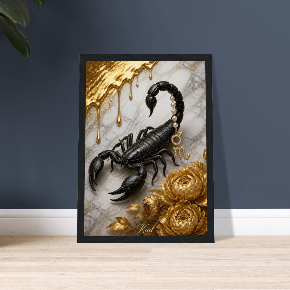 Scorpio Zodiac Scorpion Poster, Gold Wall Art, Zodiac Gift for Him, Danish Art Studio